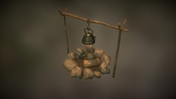 Camping Items pot, camping, coffee, log, stick, coffeemaker, unity3d-blender3d-lowpoly-gamedev, pbr-shader, unity, unity3d, blender, pbr, blender3d, gameasset