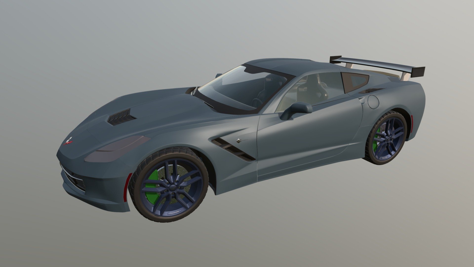 Chevrolet Corvette - basic color 
Modeled in Blender 2.9
Textures and materials in Blender 2.9
Wheels with origins. Ready for animation, game, render.
Tuning design racing car. 
with basic interiors 3d model