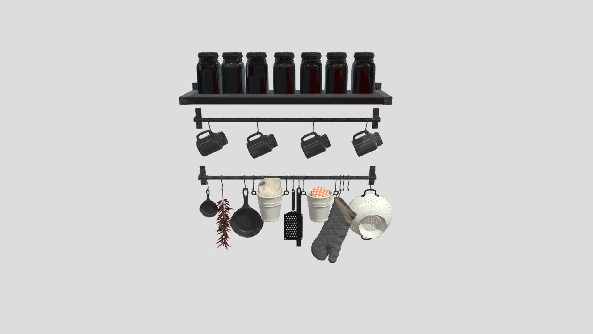 Highly detailed 3d model of kitchen props with all textures, shaders and materials. This 3d model is ready to use, just put it into your scene 3d model