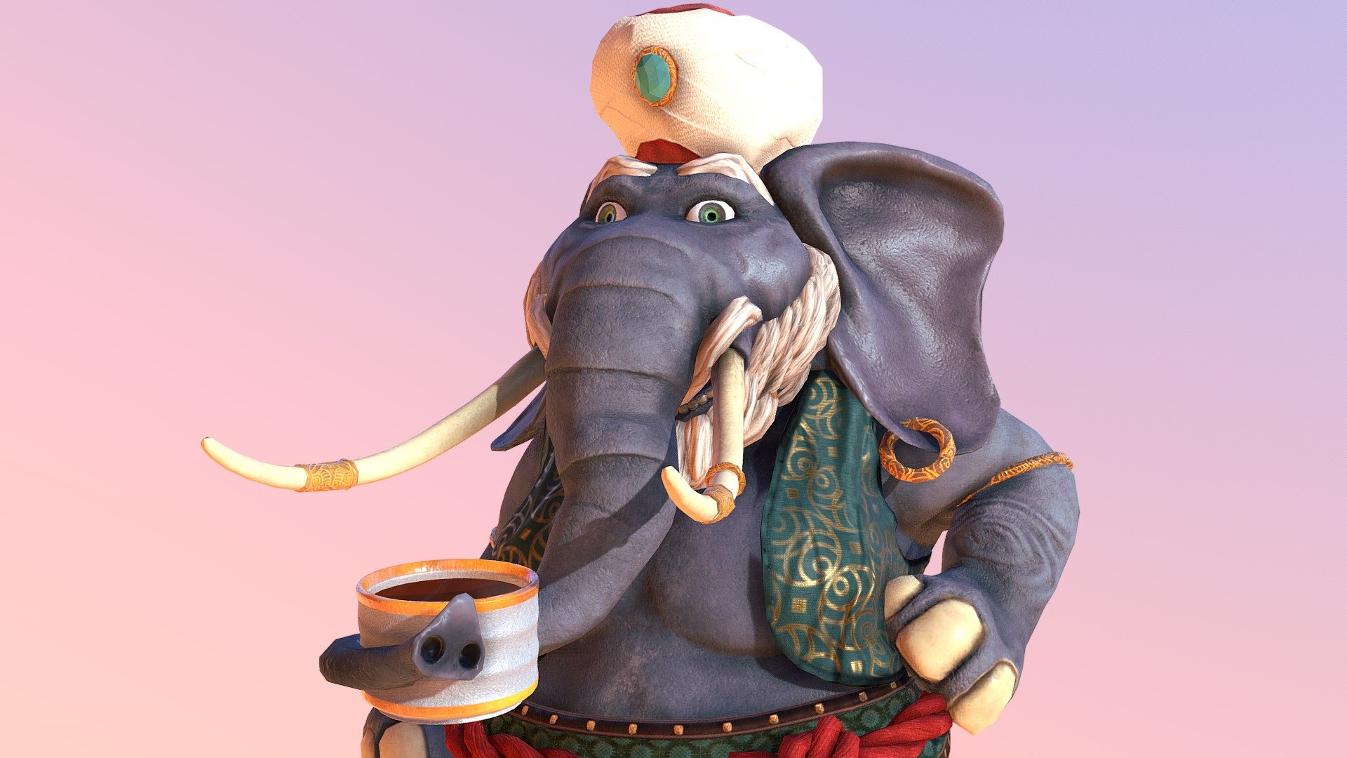 Another tea connosieur, a great and wise indian Chaivar.

Made with Blender and Substance Painter 3d model