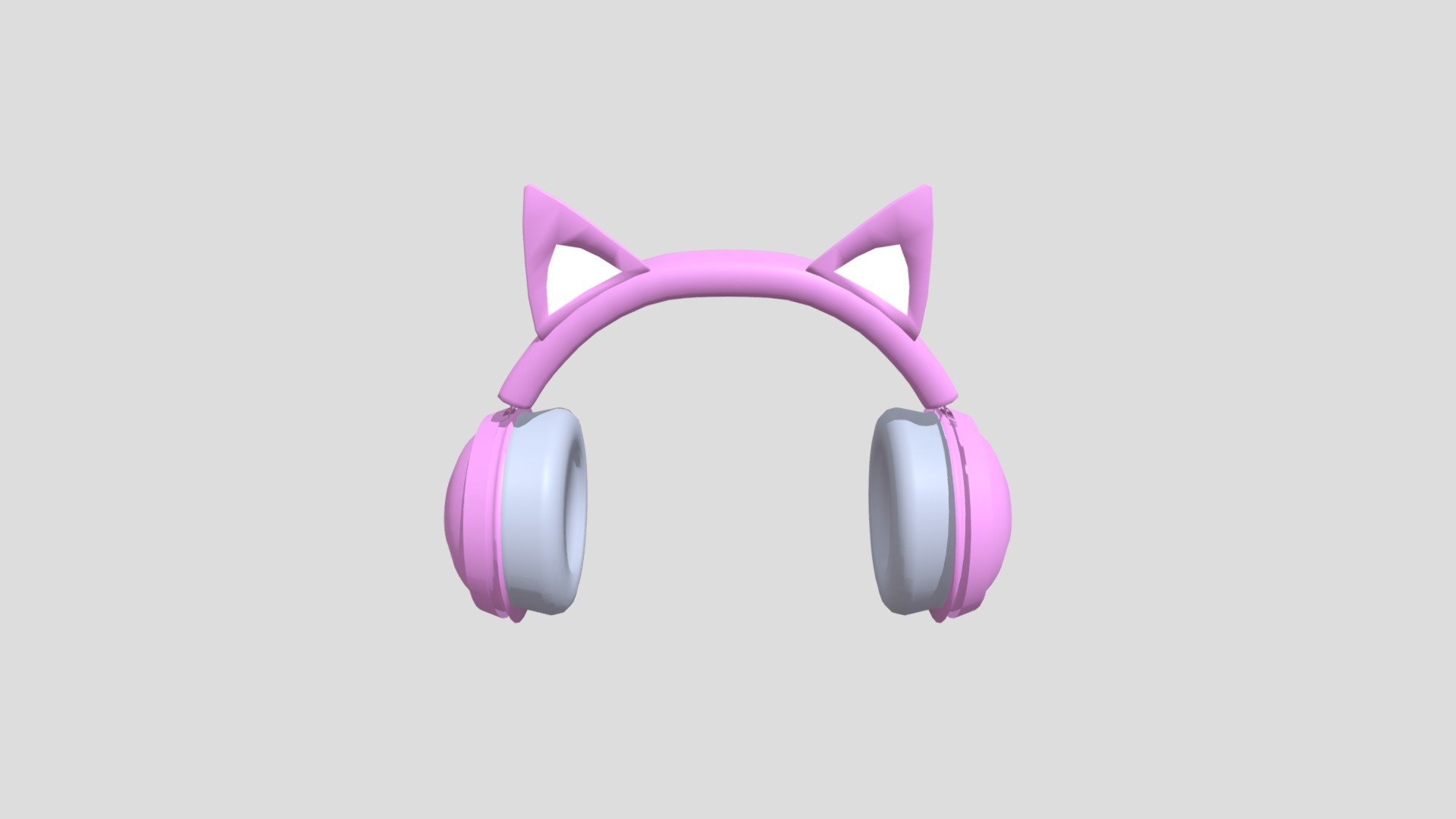 Kitty Ear Headset as worn on a head.  Modeled based off the Razer Kraken Kitty headset and altered to look as though it's being worn on an avatar head 3d model