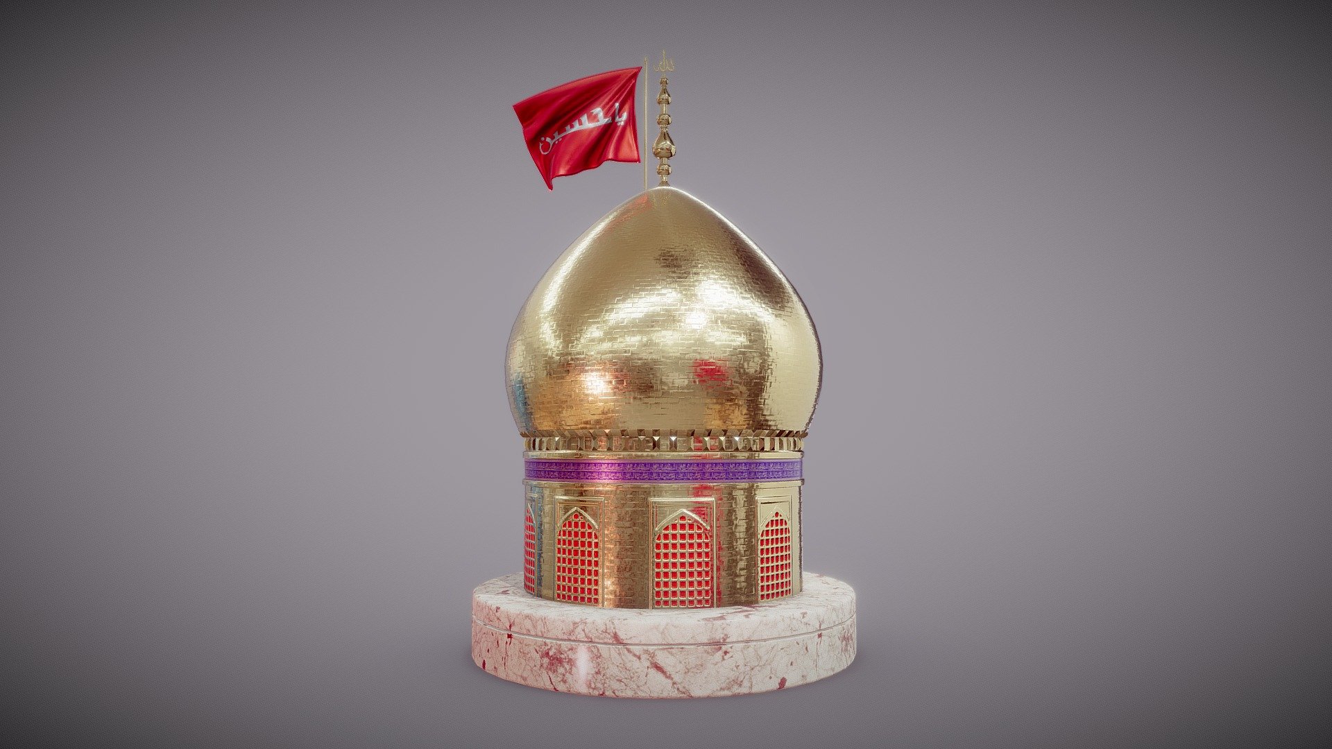 Dome
A Tribute To The Legend (IMAM E  HUSSAIN R.A)
Software used:
Modeling in Maya.
Texturing in Substance Painter.
Flag made in Marvalous Designer.
Other Textures and map created in Photoshop 3d model