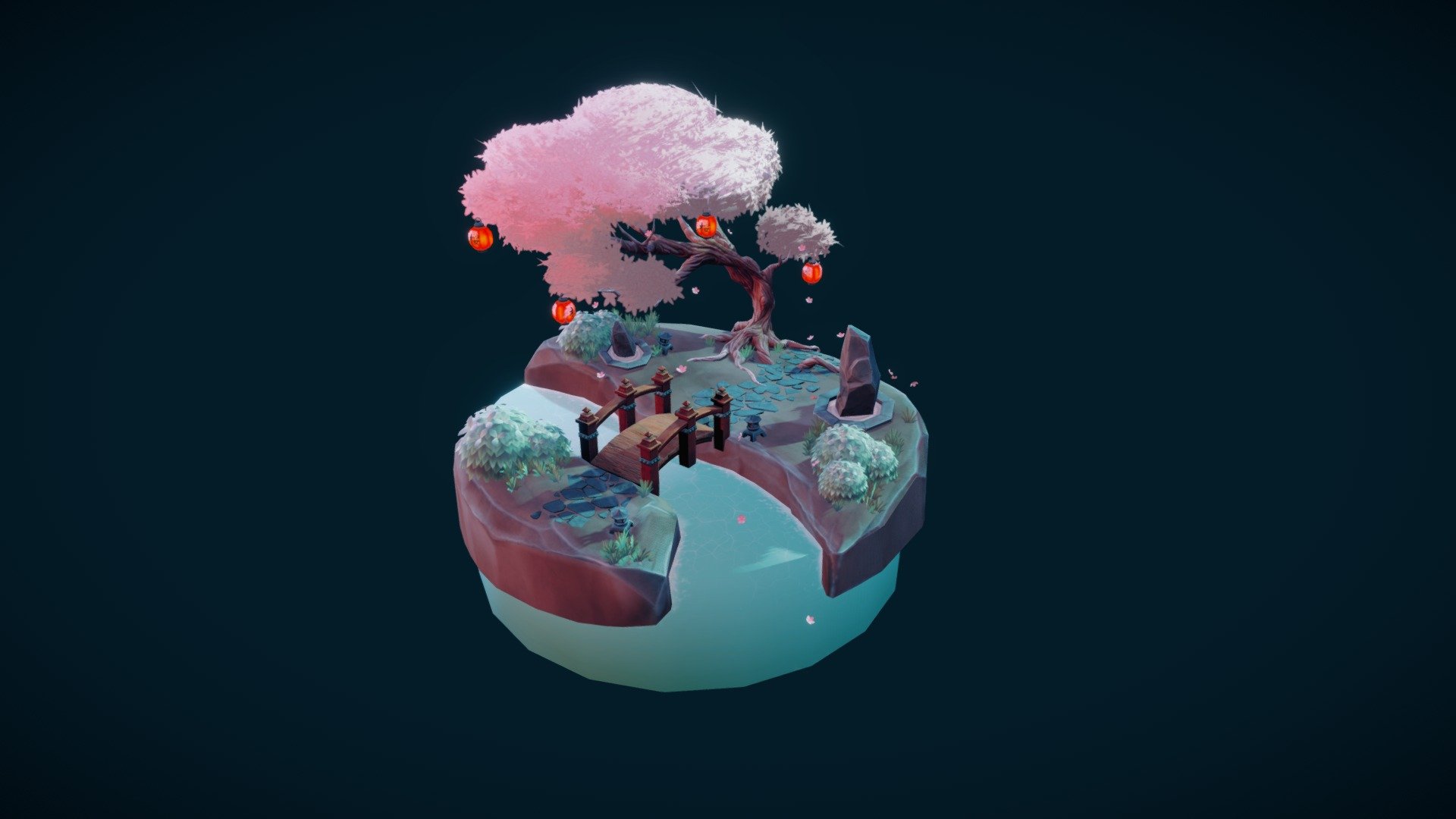 Made this little scene in Unity! You can see the real thing on my ArtStation c:
https://www.artstation.com/artwork/YK4gKV - Sakura Diorama - 3D model by JuliaLundman 3d model