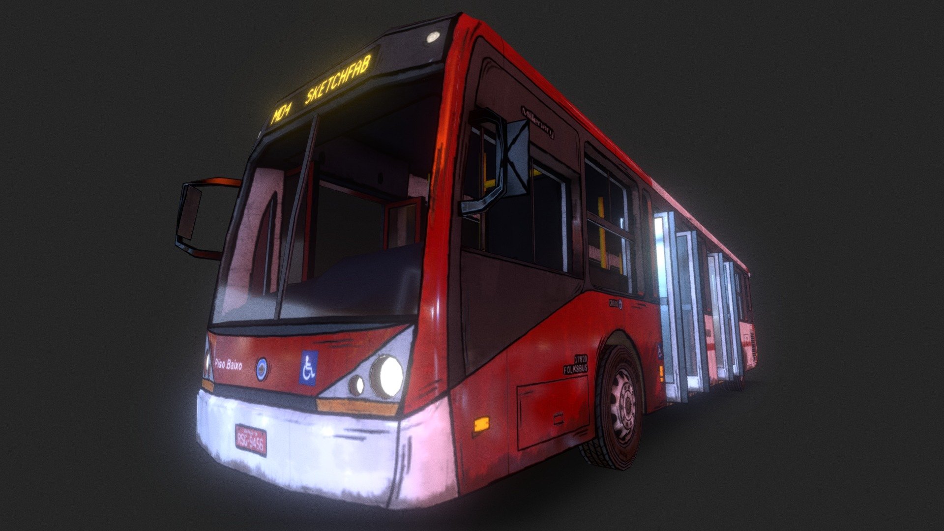 Real Vehicle: Caio Millennium (Skin: São Paulo - Brazil )
Style: Cartoon + PBR
Software: Autodesk Maya + Photoshop - Bus - Caio Millennium - 3D model by Mateus Damázio (@m4teusdamazio) 3d model