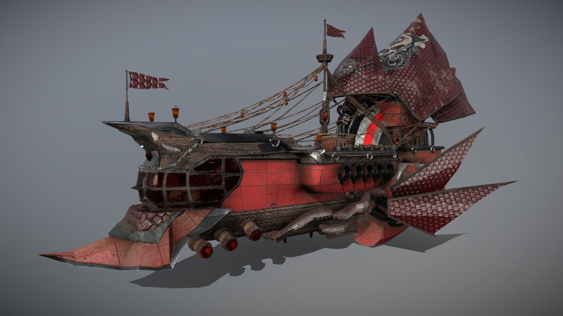 This is a ship I modeled in Maya and textured in Substance Painter. P.S. Look inside the bow - Pirate Battleship - 3D model by MelxGraphics 3d model