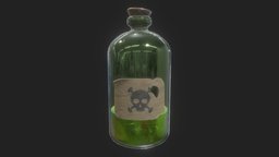 Potion of Poison object, green, craft, old, potion, poison, asset, game, witch, skull, bottle