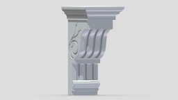 Scroll Corbel 47 stl, room, printing, set, element, luxury, console, architectural, detail, column, module, pack, ornament, molding, cornice, carving, classic, decorative, bracket, capital, decor, print, printable, baroque, classical, kitbash, pearlworks, architecture, 3d, house, decoration, interior, wall, pearlwork