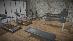 3D gym full object, bike, bench, set, exterior, unreal, loft, fitness, gym, indoor, natural, obj, ready, press, exercise, easy, hall, treadmill, fbx, metal, realistic, old, real, dumbbells, realis, effort, modeling, unity, unity3d, architecture, asset, game, 3d, low, poly, model, design, sport, interior, "environment", "enine"