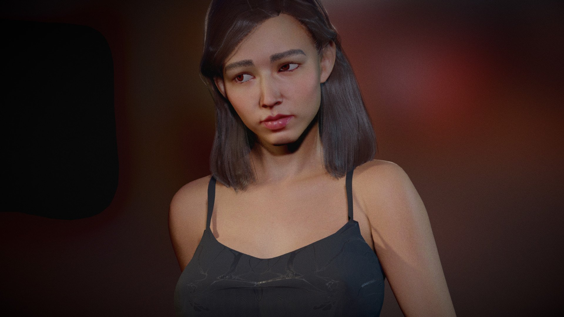 Cute Female  woman mixed asian girl in skirt. Rigged Body and face. Subsurface scattering. model in Blender file. Includes two skin shaders and skin peach fur particles. Eevee and cycles 3d model