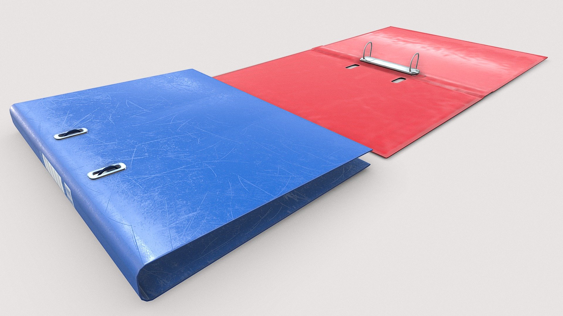 A set of worn ring binders, handy prop for any sort of school / post apocalytpic environment.

PBR textures @2k - Ring binders - Buy Royalty Free 3D model by Sousinho 3d model