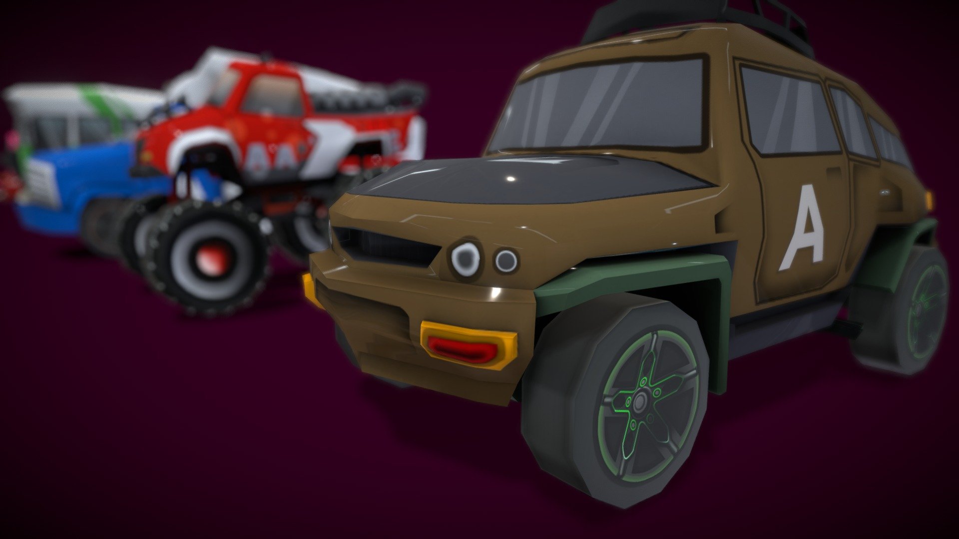 Feature for Mobile ready assets
Include nine vehicles ( 300-1000 polys and texture cartoon size 1024/1024 ):

Cartoon firetruck

Cartoon sports car

Cartoon ambulance

Cartoon monster truck

Cartoon Car

Cartoon Medical Van

Cartoon Racing Car

Cartoon Truck

Cartoon Bus

A simple asset pack of vehicles cartoon to create a simple game.
 - Cartoon Vehicles Team A - Buy Royalty Free 3D model by V5 (@sakurav) 3d model
