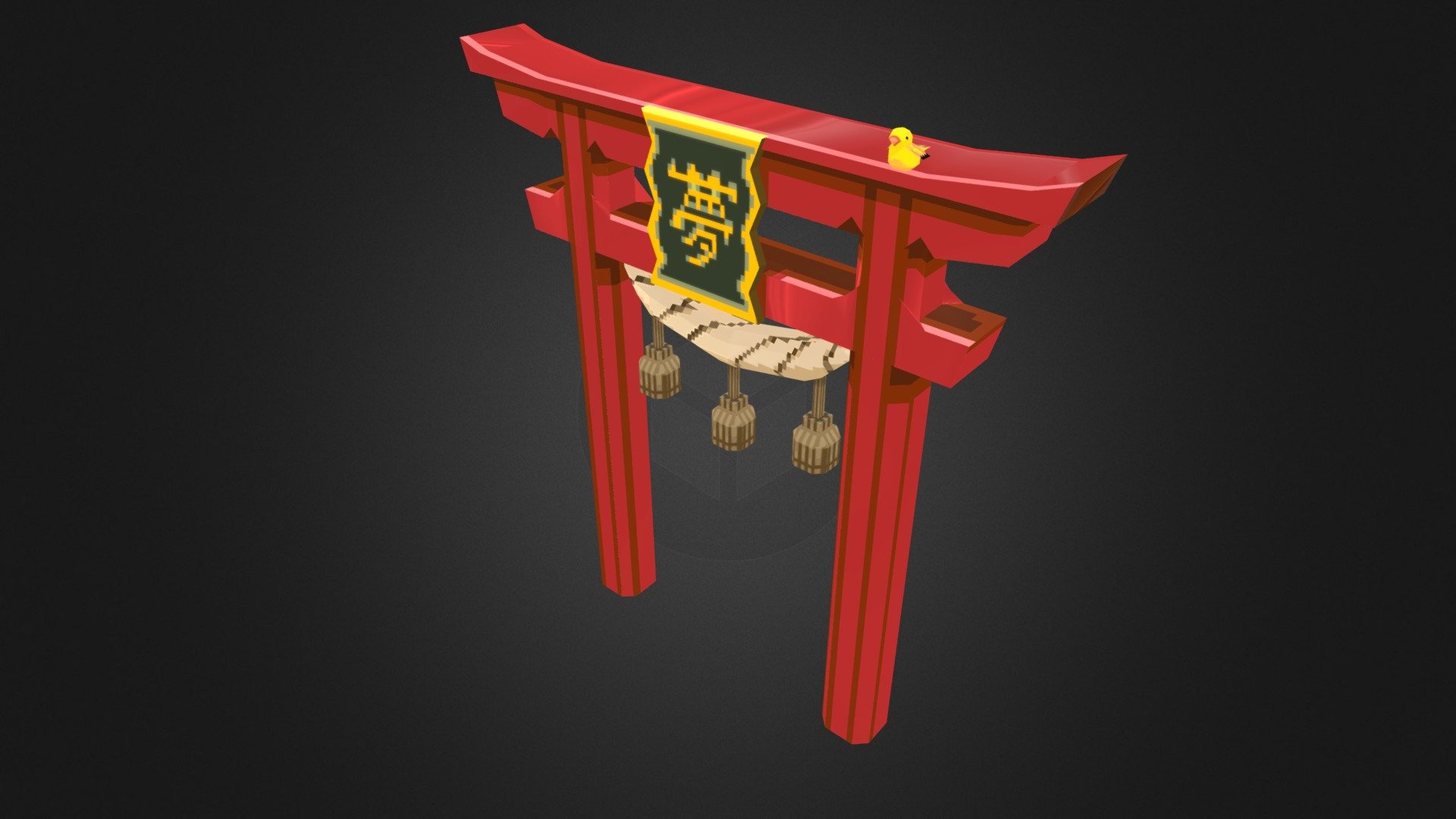 Japanese torii gate.
Trying my hand at mixing 3D modelling with pixel art textures - Torii Gate - 3D model by Boma (@SquirrelKidd) 3d model
