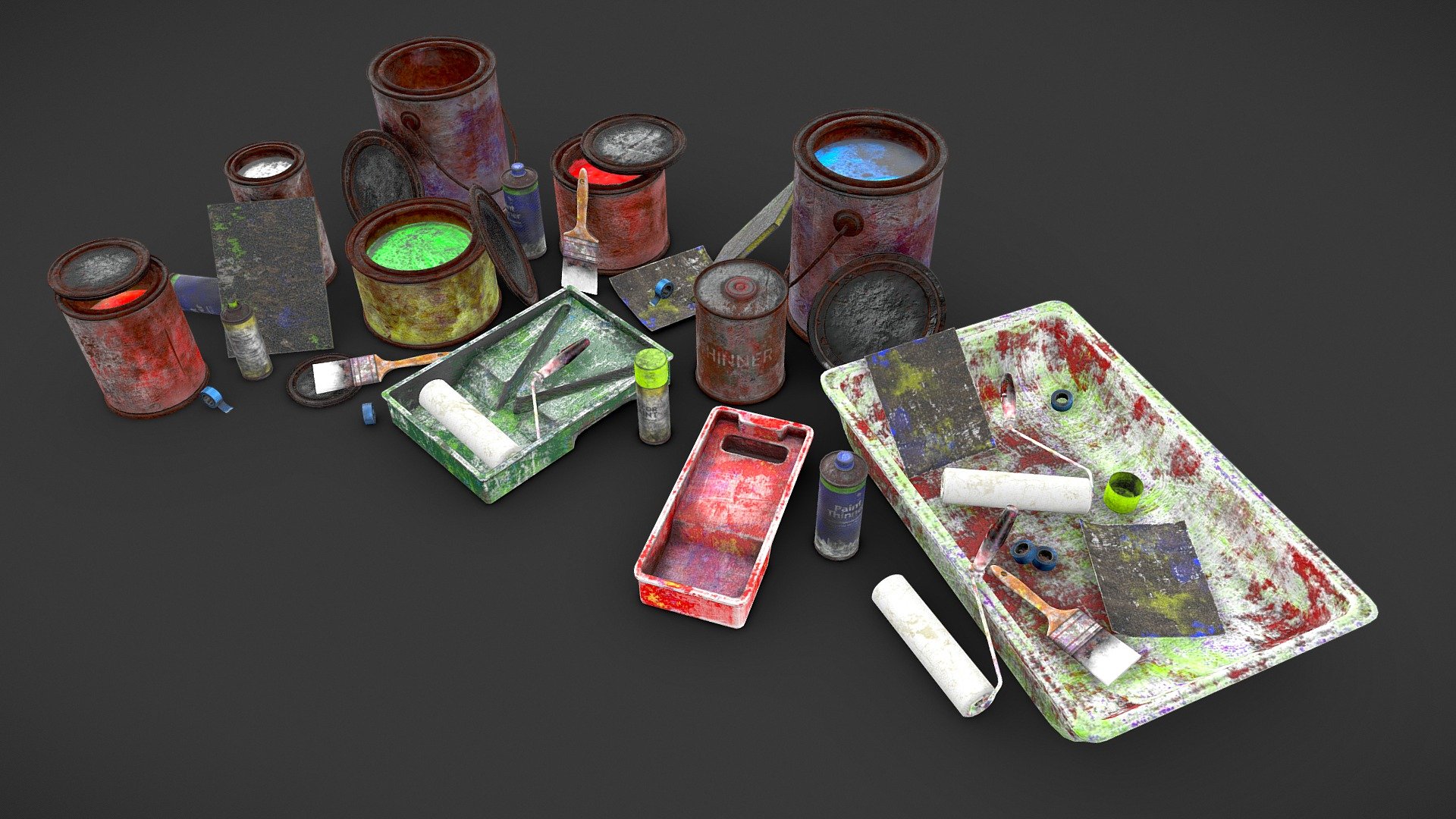 New set with a good amount of objects related to painting, is part of a workbench set project and as a texturing exercise.

Meet my new project Marco Virtual:  https://sketchfab.com/marco_virtual

Modeling High/Low/UV: 3ds Max

Baking: Marmoset Toolbag 3 / Substance Painter

Textured: Substance Painter

Artstation: https://www.artstation.com/artwork/N50oLN - Paint Set - Buy Royalty Free 3D model by José Baltazar (@josebalta) 3d model