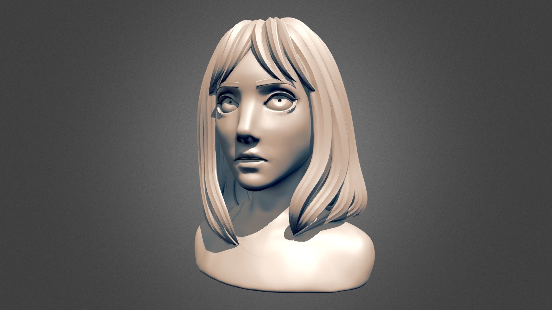 I decided to practice making a stylized female head bust. I liked the direction of where this was going, but I had spend a long time working out how to make the hair and felt like any more time spent on this model will have diminishing returns.  This was made in around 6 - 8 hours (I think). The intend to texture both the eyes and face of my next 3d practice. This model is free to use for whatever 3d model