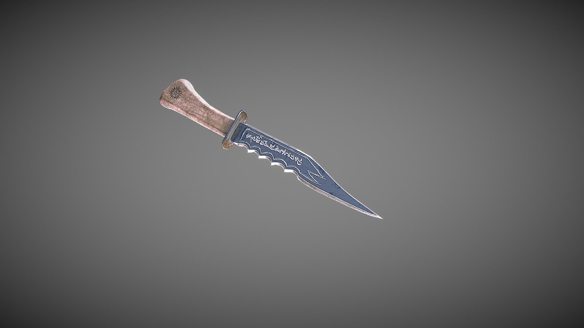 The final product with all textures applied. I'm not super happy with how it turned out, but it will do 3d model