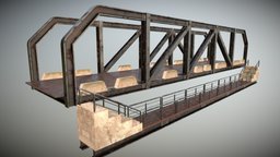 Modular Bridge river, urban, road, foot, metal, realistic, old, arhitecture, low-poly, game, building, modular, bridge