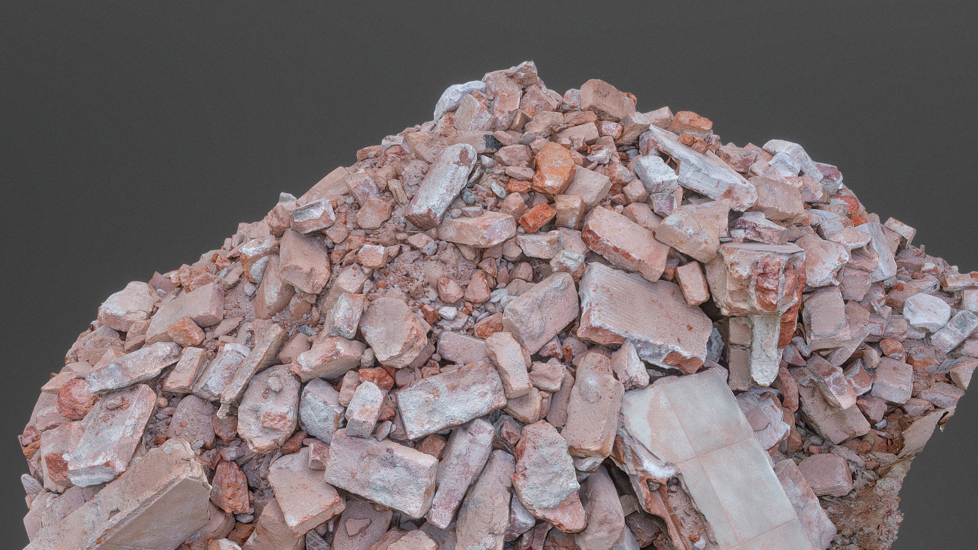 Heap of construction material building debris red bricks pile mound stack

photogrammetry scan (180x24mp), 3x16k textures + normals from 2m tris - Heap of construction debris bricks - Download Free 3D model by matousekfoto 3d model