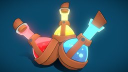 Potions toon, new, mana, year, heal, potions, stamina, atlastexture, potionbottle, blender, lowpoly, bottle, 2022