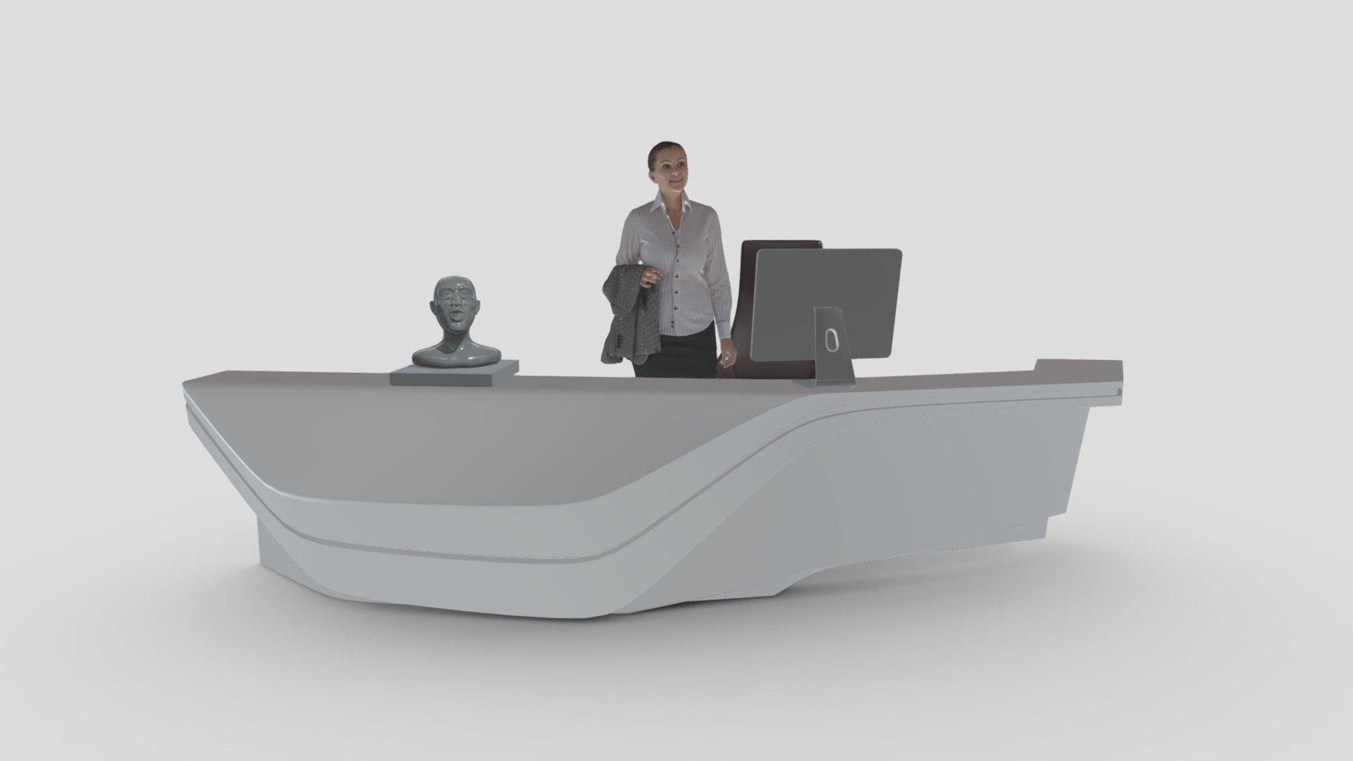 Reception Desk - 061

Native Format File : 3Ds Max 2020 &ndash; Rendering by Vray Next

File save as : 3Ds Max 2017 with converted all object to Editable Poly.

Exporting Formats :
Autodesk FBX ( .fbx ) and OBJ ( .obj &amp; .mtl ).

All 4 Texture maps are include as JPG.

Support 24/7 3d model