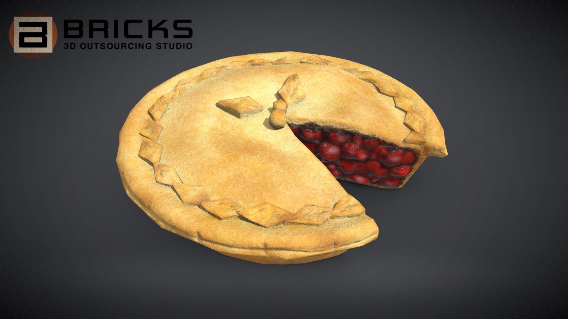PBR Food Asset:
CherryPieChart
Polycount: 1588
Vertex count: 796
Texture Size: 2048px x 2048px
Normal: OpenGL

If you need any adjust in file please contact us: team@bricks3dstudio.com

Hire us: tringuyen@bricks3dstudio.com
Here is us: https://www.bricks3dstudio.com/
        https://www.artstation.com/bricksstudio
        https://www.facebook.com/Bricks3dstudio/
        https://www.linkedin.com/in/bricks-studio-b10462252/ - CherryPieChart - Buy Royalty Free 3D model by Bricks Studio (@bricks3dstudio) 3d model
