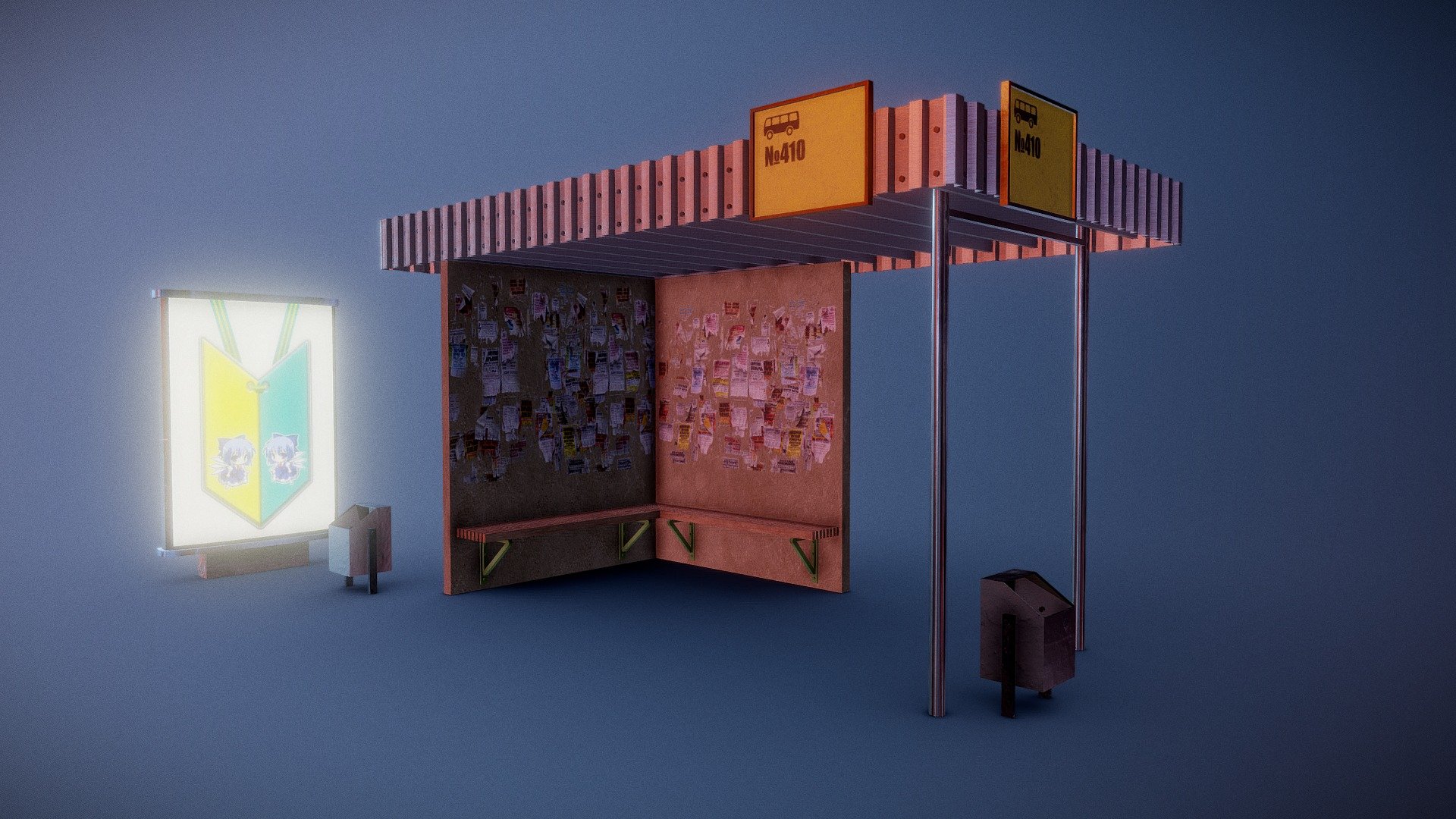Bus Stop - Download Free 3D model by Yo.Ri (@grox777) 3d model