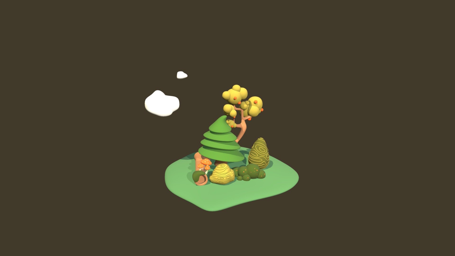 A simple scene of a cute forest - Cute Forest - Download Free 3D model by Citron Vert (@citron.vert) 3d model