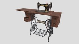 Antique Singer Sewing Machine singer, broken, antique, table, old, machine, sewing, derelict, sew