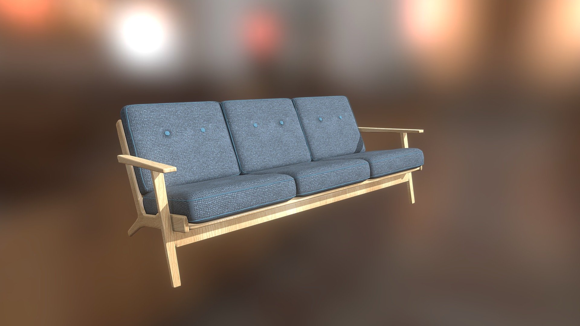 A modernist styled couch from the 60's - Vintage 60's Style Couch - Buy Royalty Free 3D model by veryveig 3d model