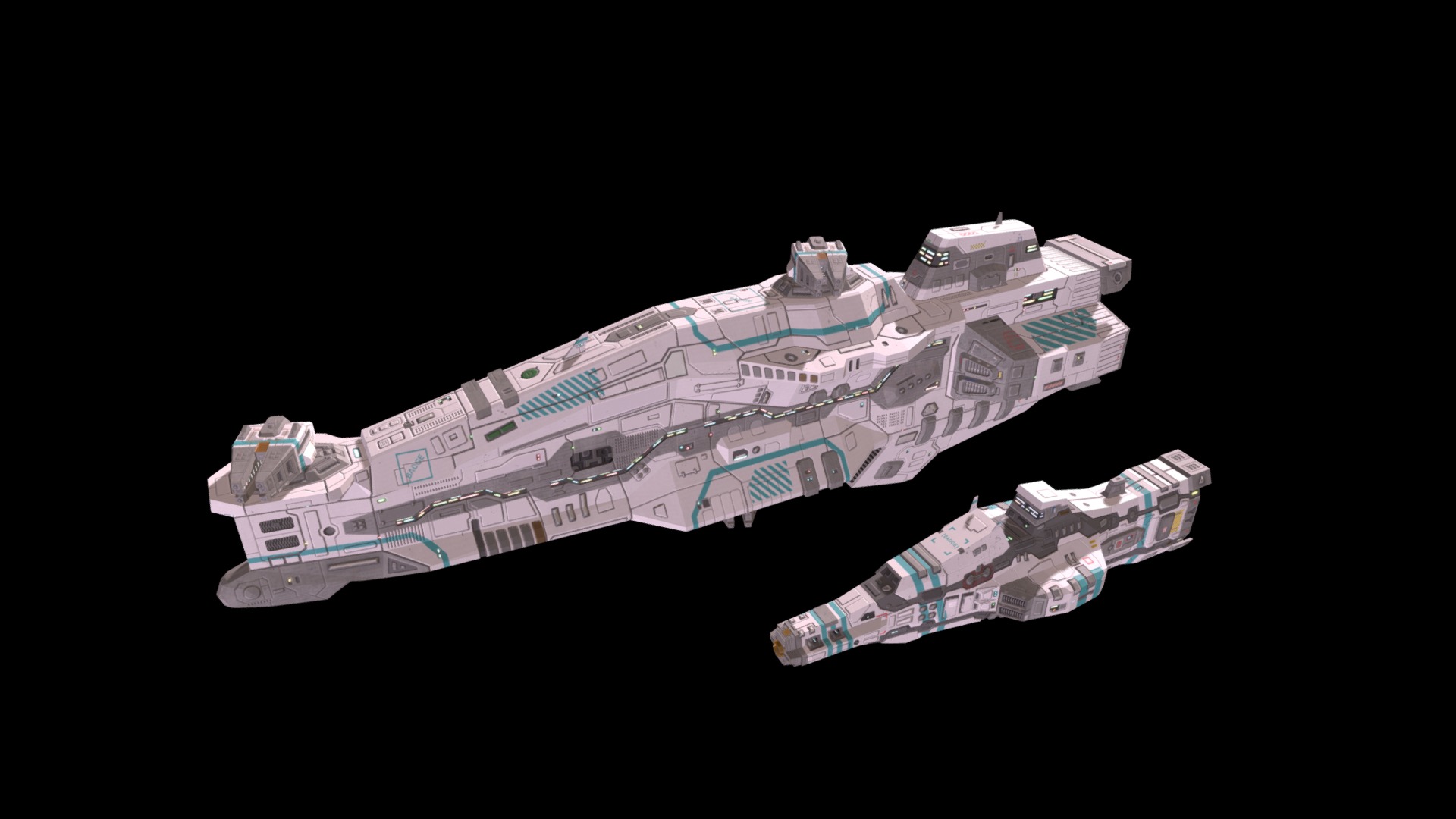 Work-in-progress Taiidan Republic Destroyer (with Taiidan Republic Ion Cannon Frigate). Weaponry - 3x ion cannon turrets, 4x torpedo launchers 3d model