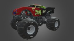 Monster Tuck Sting truck, cars, offraod, vehicle, lowpoly, mobile, racing, monster