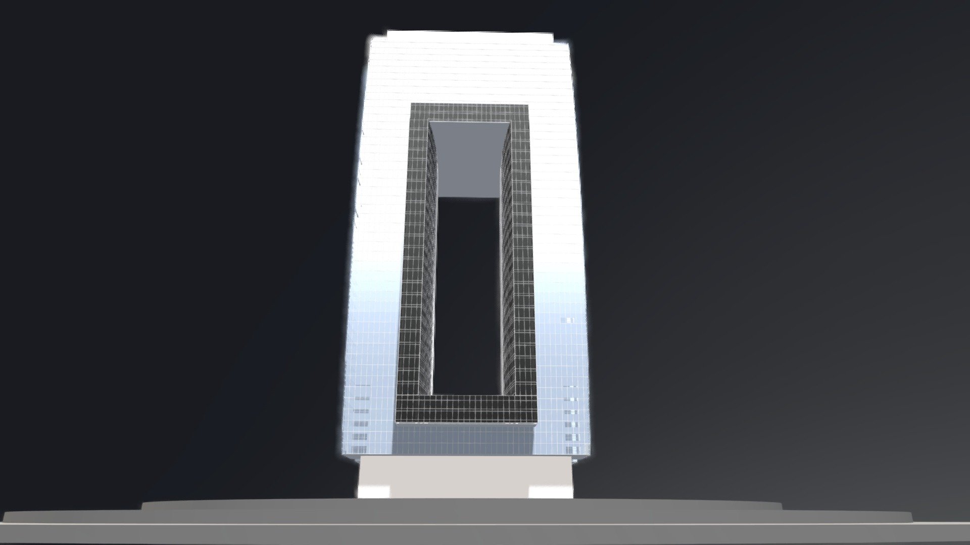 Tall building with large opening, not very functional but kinda cool looking.

The model is not fully complete, but hoping you can find some use for it still 3d model
