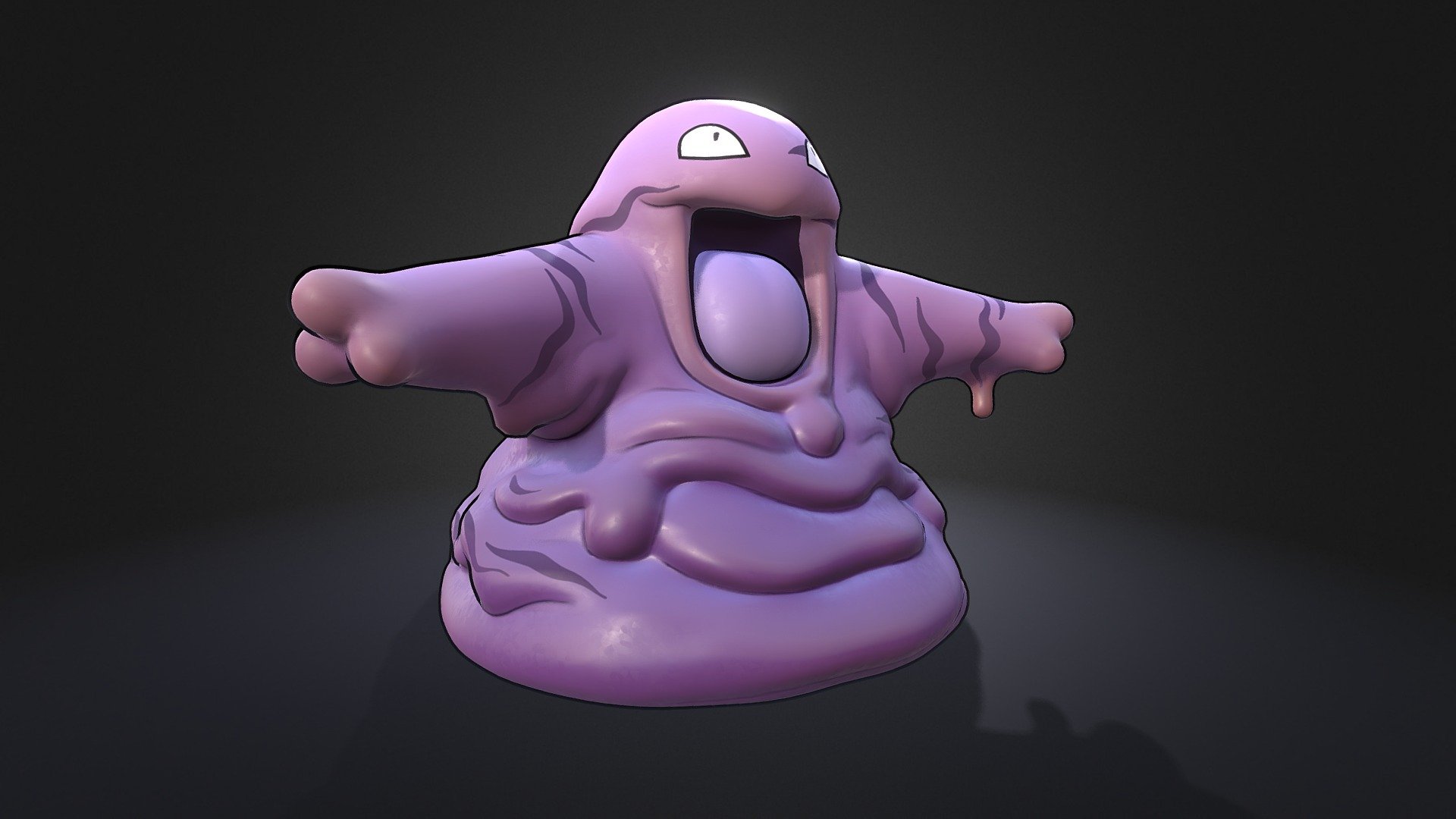 Second one shaped like purple poo - Grimer Pokemon - 3D model by 3dlogicus 3d model