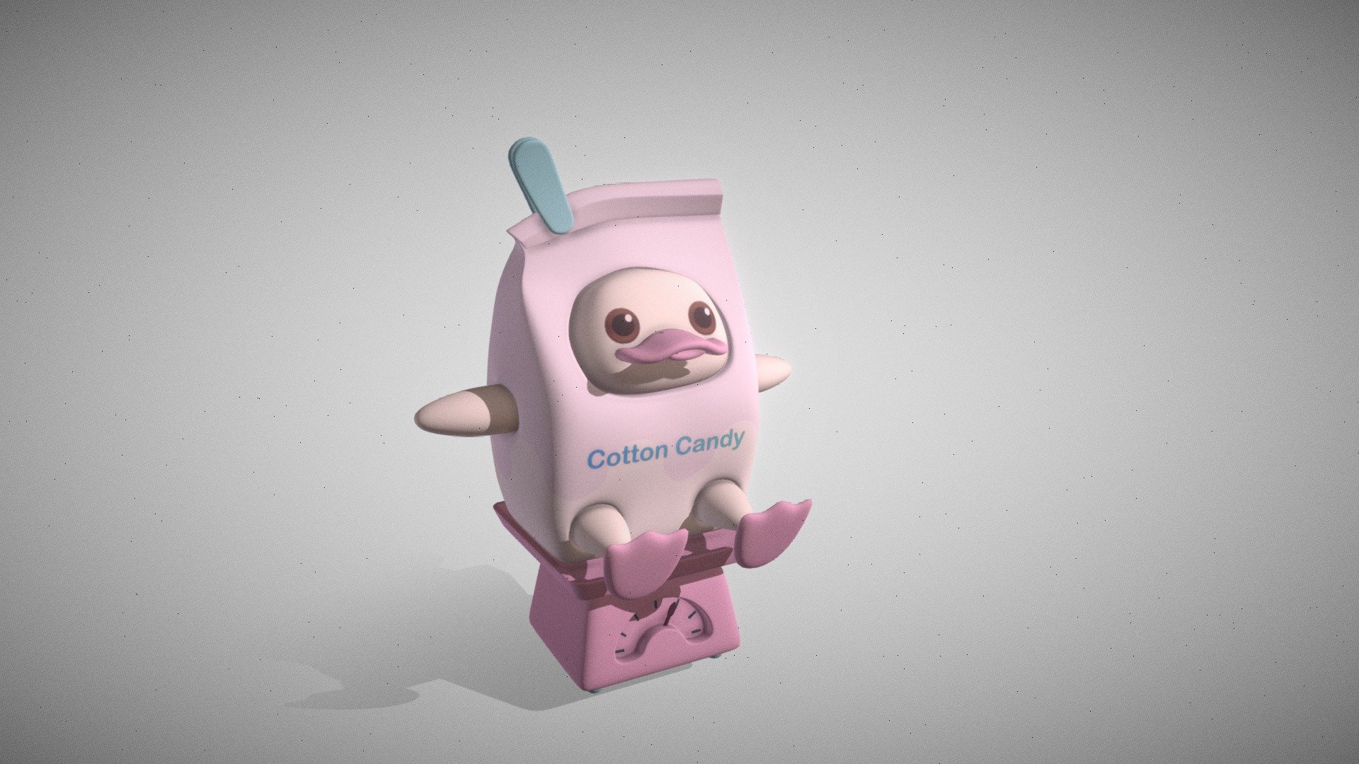 A little Duck inside a bag of strawberry flavoured cotton candy. It chose to sit on a scale and chill for a little while 3d model