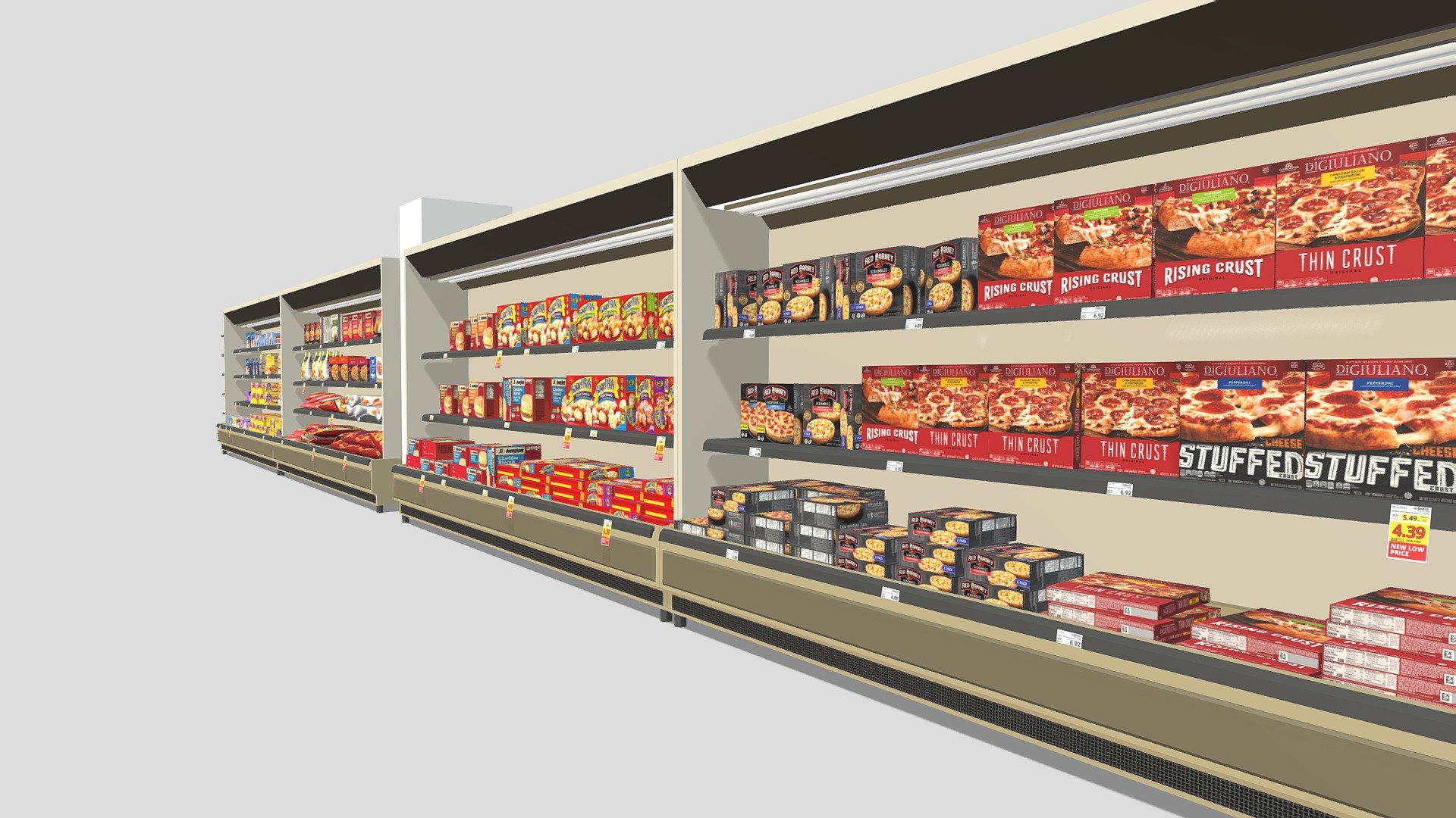 Low-poly VR / AR Models for Grocery Store

Aisle 6 - Frozen Food (Right Side)

Products: Pizza, Bagel Bites, Biscuits, Hash Browns, Tater Tots, Onion Rings, Pretzels, Taquitos, Fish Filet, Shepherd's Pie, Fruit Pastries, Waffles, English Muffins, Whip Cream, Icecream, Frozen Juices, and Pies.

More Grocery Store Products: https://skfb.ly/6STLt - Frozen Food Aisle (Right Side) - Buy Royalty Free 3D model by MW (@mw3dart) 3d model