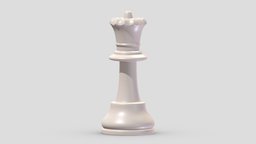 Queen Chess stl, tower, printing, cnc, piece, runner, pawn, bishop, queen, rook, king, print, printable, chessboard, chessman, asset, game, 3d, low, poly, model, chess, lady, knight