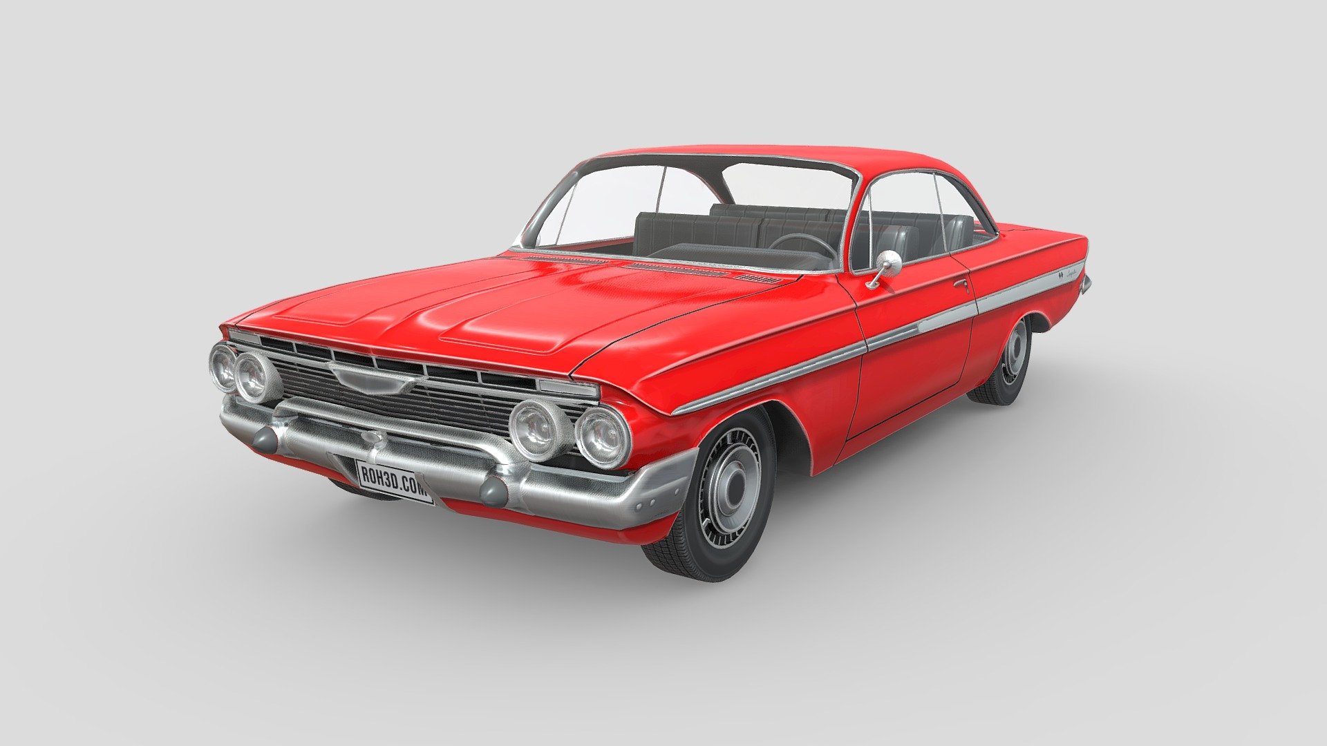 Low Poly Car - Chevrolet Impala 1961

The Chevrolet Impala is a full-sized car built by Chevrolet for model years 1958 to 1985, 1994 to 1996, and 2000 to 2020. The Impala was Chevrolet's popular flagship passenger car and was among the better-selling American-made automobiles in the United States.

For its debut in 1958, the Impala was distinguished from other models by its symmetrical triple taillights. The Chevrolet Caprice was introduced as a top-line Impala Sport Sedan for model year 1965, later becoming a separate series positioned above the Impala in 1966, which, in turn, remained above the Chevrolet Bel Air and the Chevrolet Biscayne. The Impala continued as Chevrolet's most popular full-sized model through the mid-1980s. Between 1994 and 1996, the Impala was revised as a 5.7-liter V8–powered version of the Chevrolet Caprice Classic sedan 3d model