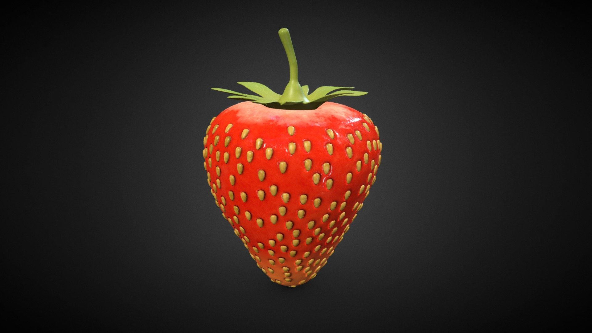 Low poly  Stylized Strawberry made with Blender and textured with Substance Painter and manually UV Unwrapped. 
The model was made with geometry nodes and as base for the high poly, then it was optimize to reduce the number of faces to improve perfomance 3d model