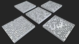 5 Square Mazes Set 1 world, square, geometry, lost, exterior, puzzle, maze, labrynth, architecture, game, design