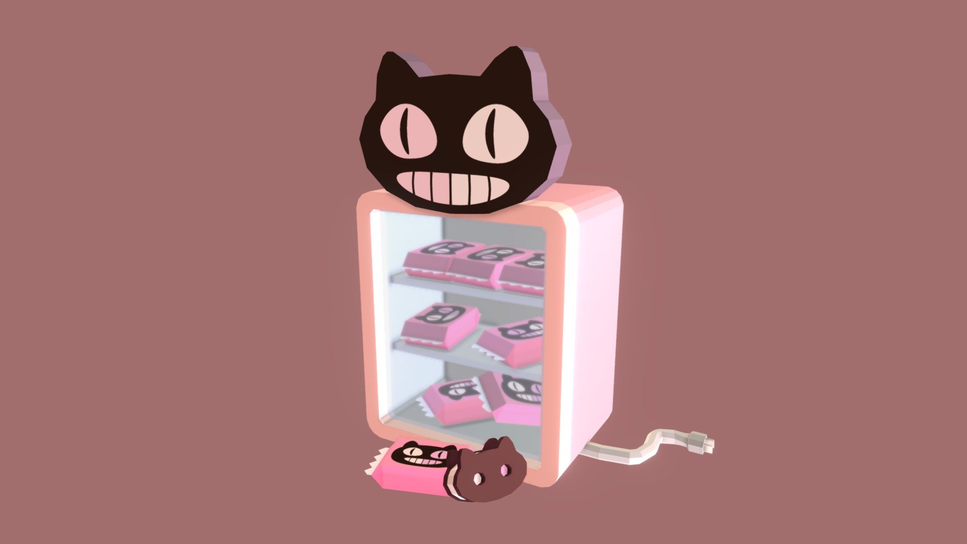 Cookie cat fan art, mini fridge included! - Cookie Cat - 3D model by Nicole "CmdrSpaceCat" Rusk (@cmdrspacecat) 3d model