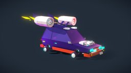 Cartoon Low Poly Space Car