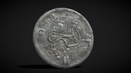 Medieval Engraved Horse Coin sculpt, ancient, coin, money, viking, medieval, vr, treasure, coins, currency, loot, penny, decor, metal, models, cash, anglo, saxon, change, various, art, horse