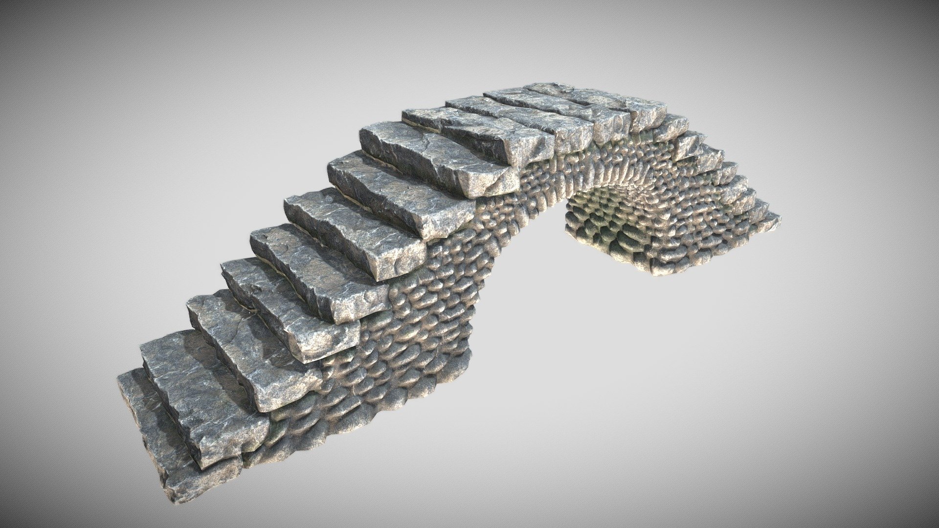 3D model  &ldquo;Cobblestone Bridge - Fantasy Medieval Low-Poly Pebble Footbridge