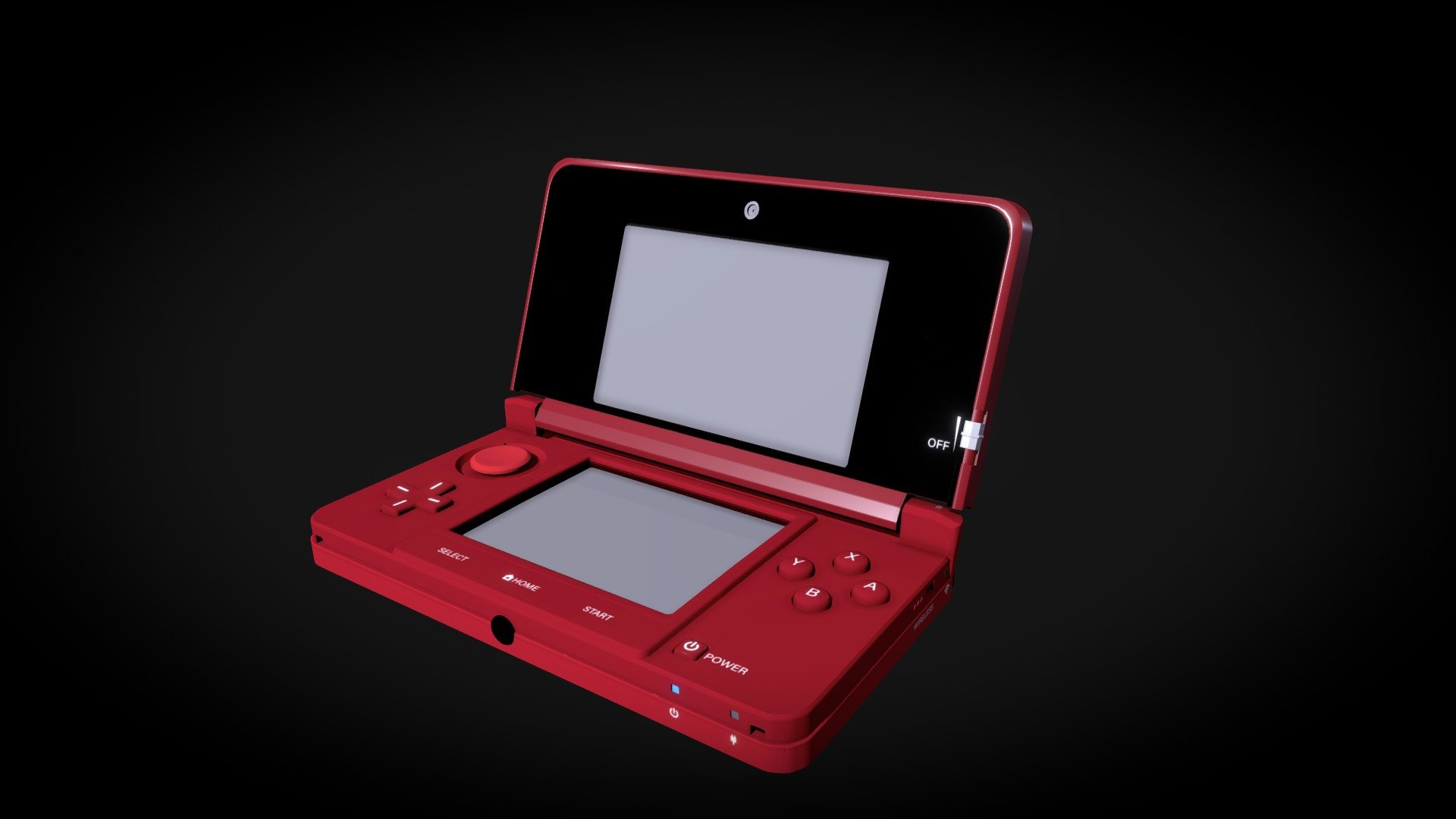 High detail model of a red Nintendo 3DS 3d model