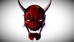 Hannya Mask horns, devil, mask, hannya, marmosettoolbag, 3dsmax-lowpoly, substancepainter, japanese, noai