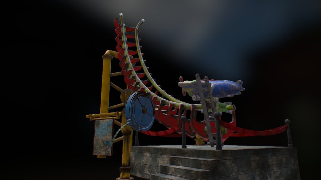 Abandoned old ride from amusement park. There are still many tickets left if you wanna take a ride 3d model