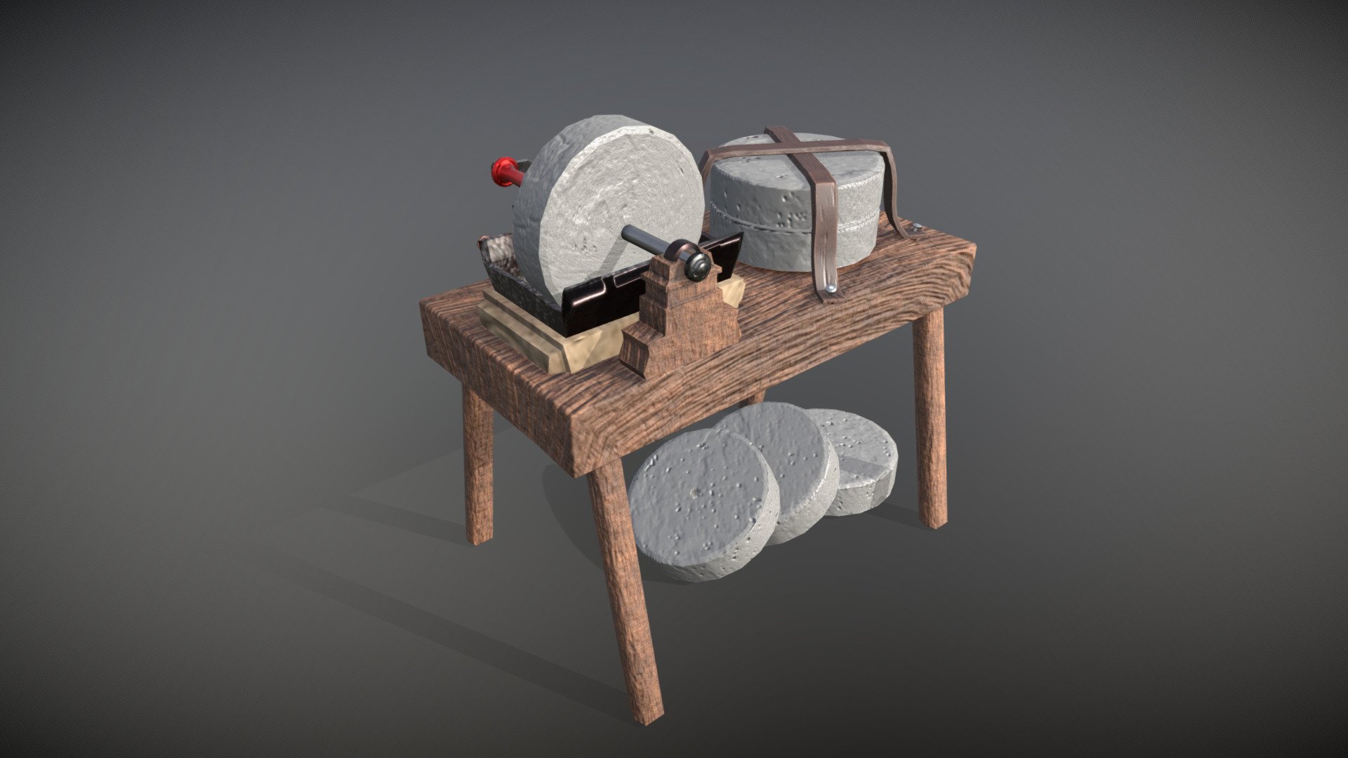 Made with Maya, Base on a model on the net.

Some stone if needed - Médieval Grindstone - Download Free 3D model by arnaud.sgz (@arnaud.sougnez) 3d model