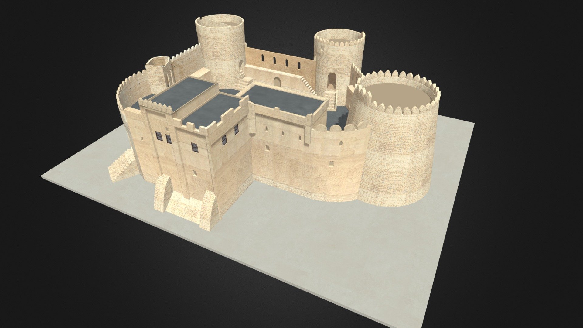 Fujairah Fort UAE 
Originally created with 3ds Max 2015 and rendered in V-Ray 3.0

Total Poly Counts:
Poly Count = 10205
Vertex Count = 11583 - Fujairah Fort UAE - 3D model by nuralam018 3d model