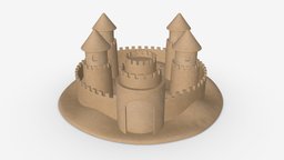Sand castle 04 tower, castle, toy, build, sand, play, holiday, beach, vacation, leisure, childhood, game, 3d, pbr, sea