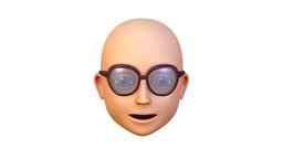 School Glasses for Young Man Boy Bald Head Icon