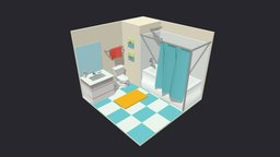 Bath Room 2 Low-poly 3D model bathroom, apartment, furniture, 3d, house, home
